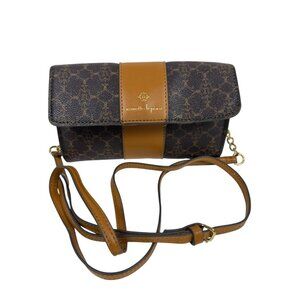 Nanette Lepore Brown Faux Leather Crossbody Bag Snap Close Adjustable Strap